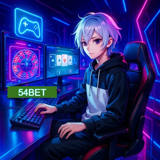 Imagem promocional do app oficial 54BET destacando a conveniência de jogar cassino online pelo celular ou navegador